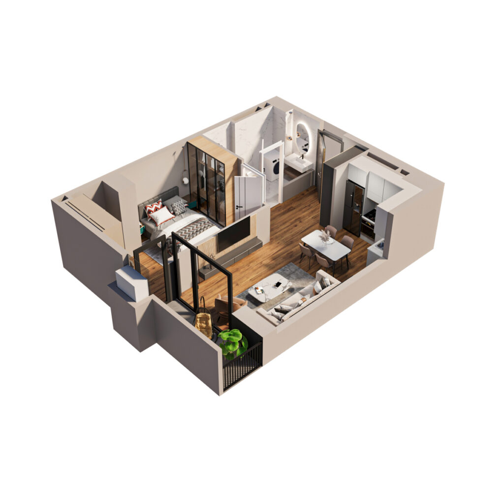 Квартира 127 — 3D планировка