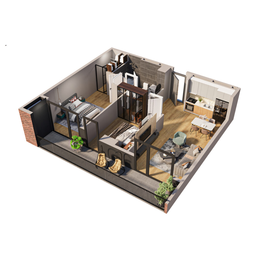 Квартира 355 — 3D планировка