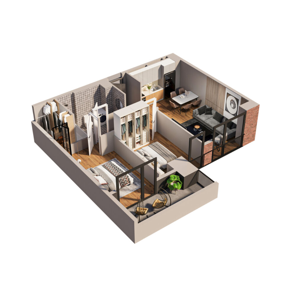 Квартира 166 — 3D планировка