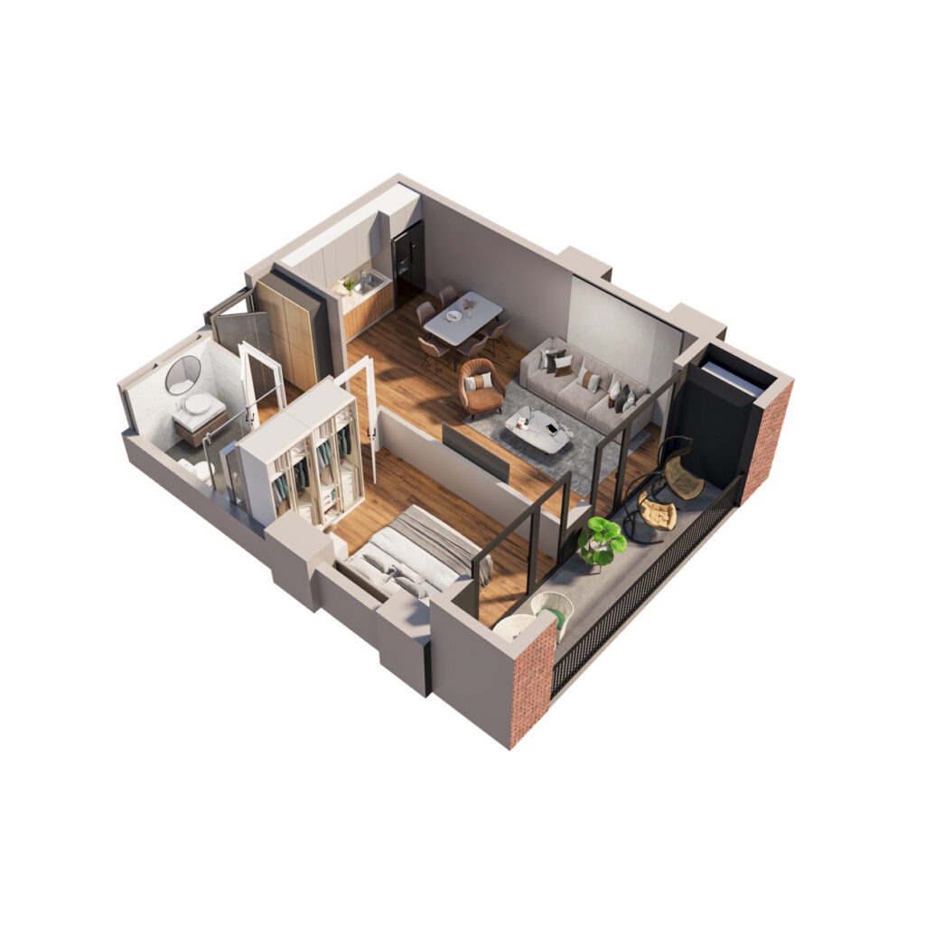 Квартира 458 — 3D планировка